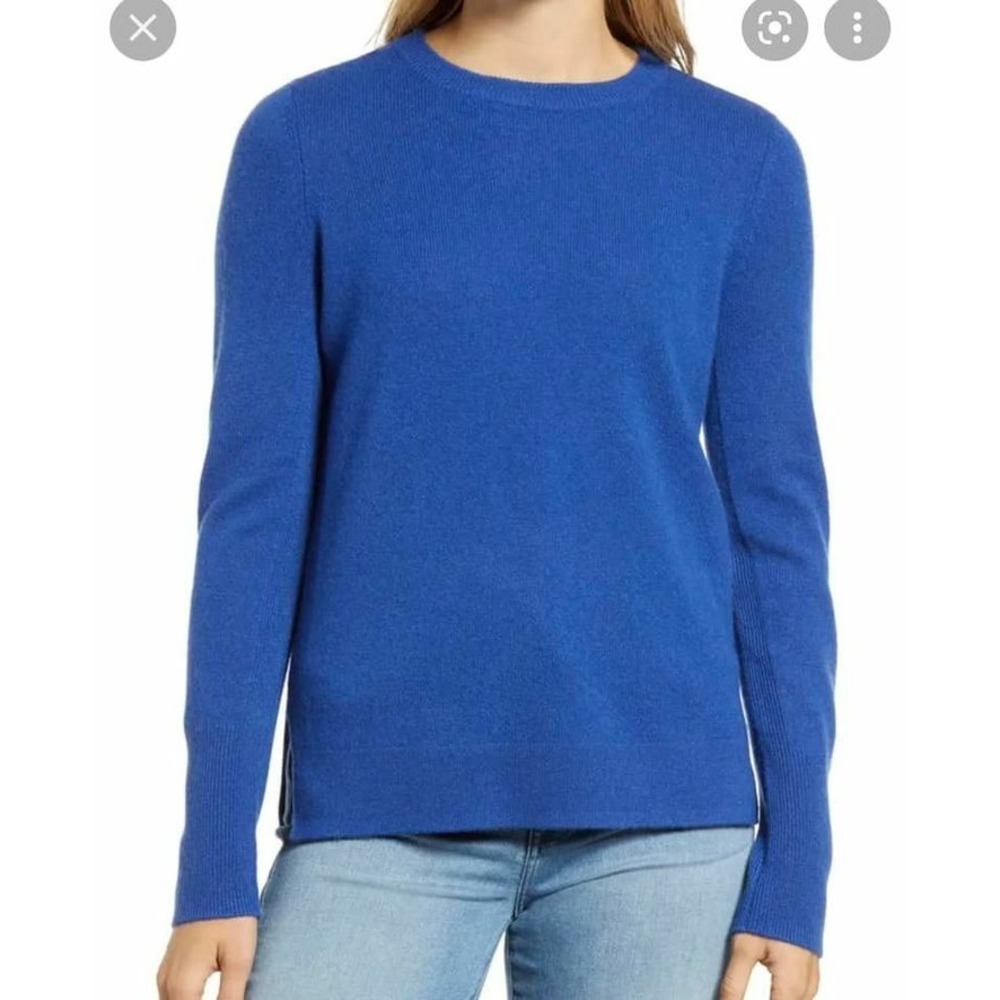 Halogen 100% Cashmere V Neck Sweater Blue Surf XS NEW